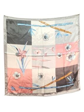 Floral Bamboo Patchwork Satin Square Scarf 20x20 Hair Neck Head Wrap